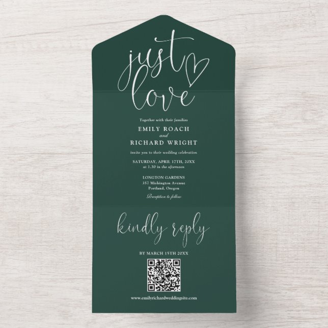 Apenas ame o código QR moderno verde-esmeralda cas (Interno)