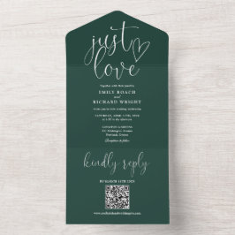 Apenas ame o código QR moderno verde-esmeralda cas