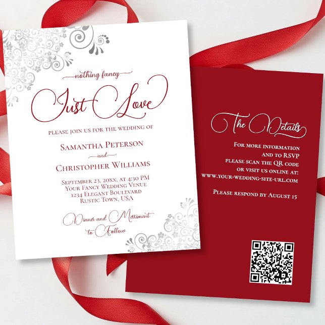 Apenas Ame o Convite de casamento do código QR do  (front/back)