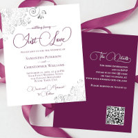 Apenas ame o Convite de casamento Magenta QR Code 