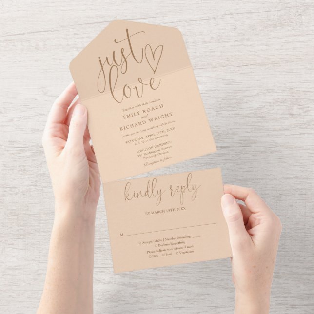 Apenas Ame Um Casamento De Pêssego Suave Com Scrip (Aba destacável)