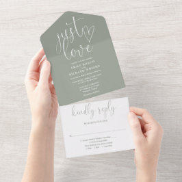 Apenas Amor Elegante Script Sage Green Casamento