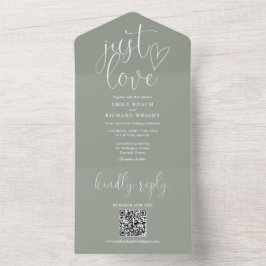 Apenas Amor Moderno Código QR Casamento Verde Sage