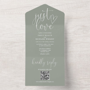 Apenas Amor Moderno Código QR Casamento Verde Sage