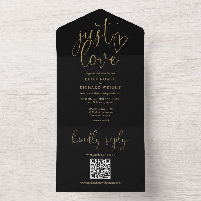 Apenas Amor Moderno Código QR Preto e Dourado Casa (Interno)