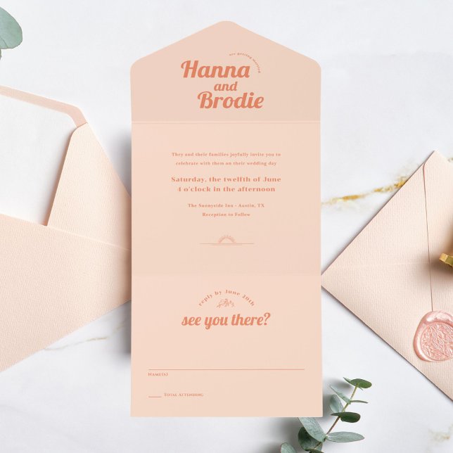 Apenas Casamento de Peachy Tudo em Um Convite (Criador carregado)