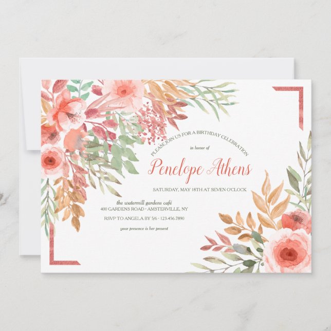 Apenas Convite de aniversário de pêssego (Frente)