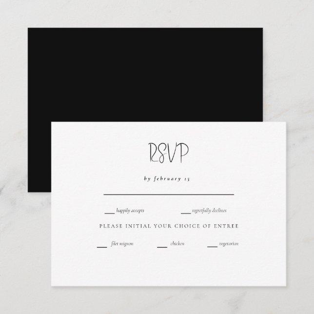 Apenas o RSVP de Casamento Moderno B/W (Frente/Verso)