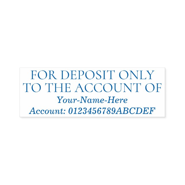 "APENAS PARA DEPÓSITO NA CONTA DE" Carimbo de Borr (Design)