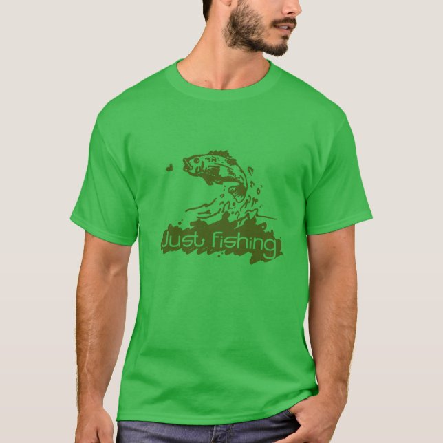 Apenas pescando camiseta de pesca verde voadora (Frente)