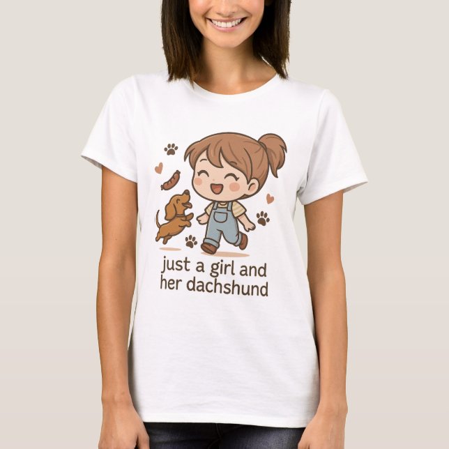 Apenas uma garota e sua camiseta Dachshund - Mulhe (Frente)
