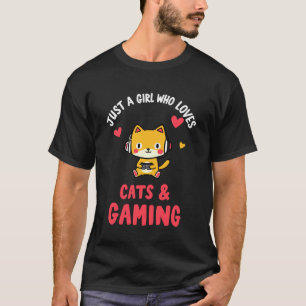 Apenas uma Garota que Ama Gatos e Camiseta de Jogo