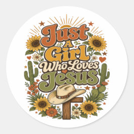 Apenas Uma Garota Que Ama Jesus Adesivo de Cowgirl