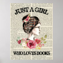 Apenas Uma Menina Que Adora Livros Poster De Madei