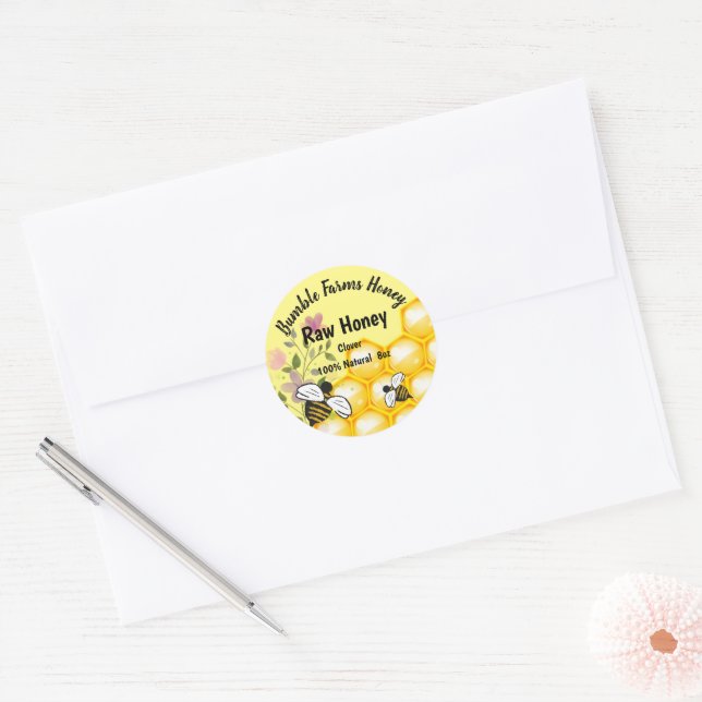 Apiário MEL DE TREVO RAW Etiqueta personalizada (Envelope)