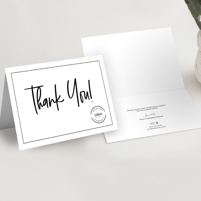 Aplicativo de Agradecimento ao Cliente com Logotip (Professional, minimalist, simple Thank you for your business custom message folded card template.)