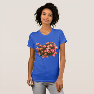 Aplicativo Tulips Vermelho e Branco. T-Shirt femin