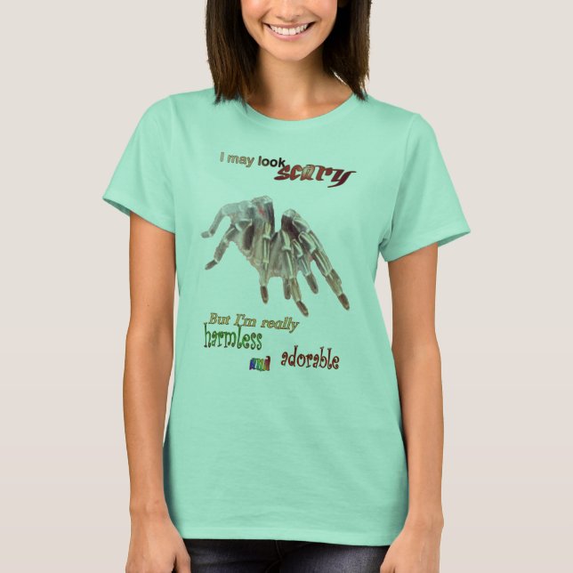 Aplique de Mulheres Tarantula, inofensiva. T-shirt (Frente)