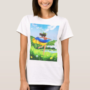 Apoiar a Ucrânia Paisagem T-Shirt Bandeira Ucrania