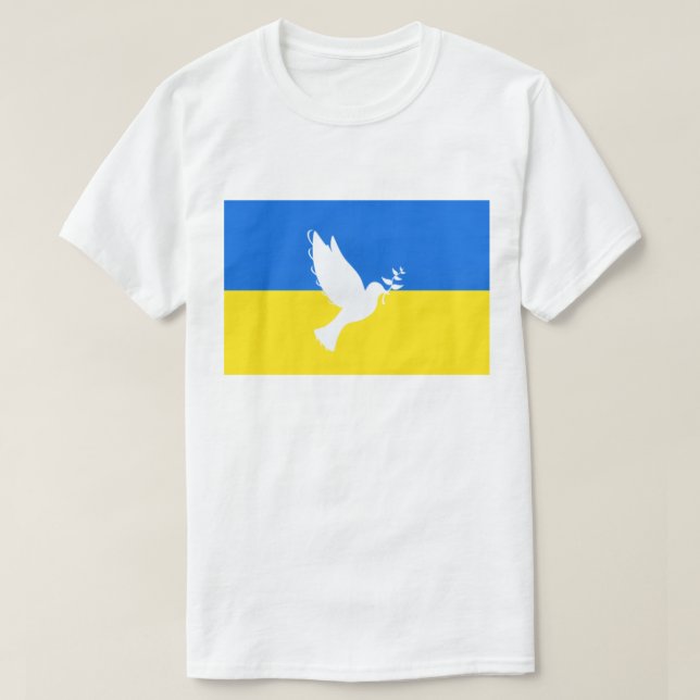 Apoiar a Ucrânia T-Shirt Peace Dove Flag Ucraniano (Frente do Design)