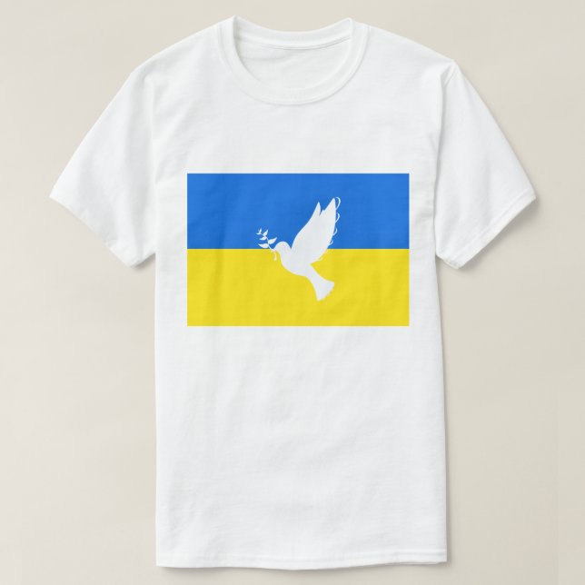 Apoiar a Ucrânia T-Shirt Peace Dove Flag Ucraniano (Frente do Design)