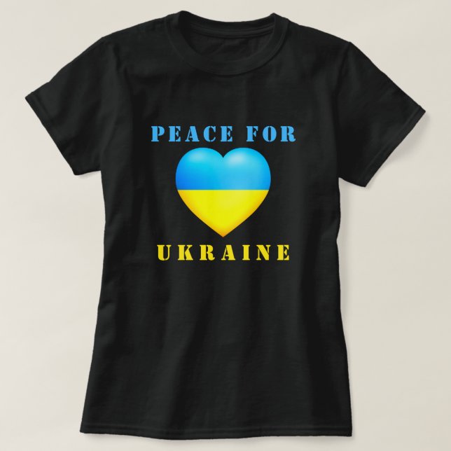 Apoiar a Ucrânia T-Shirt Peace Ucraniana Flag Hear (Frente do Design)