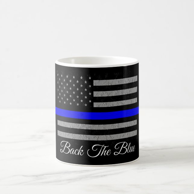 APOIE O AZUL DE APOIO POLICIAL CANECA DE CAFÉ (Centro)