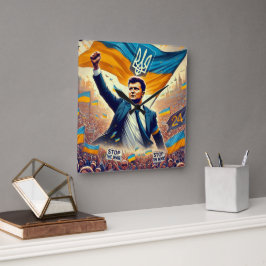 Apoio Zelenskyy ao relógio de parede da Ucrânia