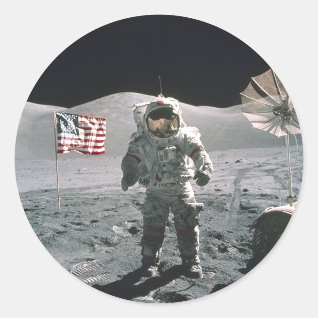 Apollo 17 Últimas mães no adesivo da Lua (Frente)