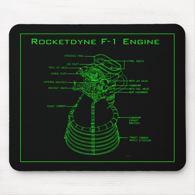 Apollo Saturn V Rocketdyne F-1 engine Mouse Pad (Frente)