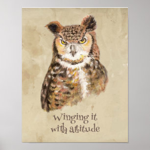 Apontando com atitude Owl Sassy Attitude Impressão
