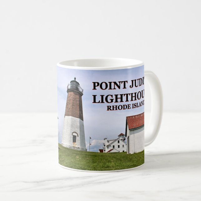 Aponte o farol de Judith, Rhode - caneca da ilha (Frente Esquerda)