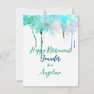 Aposentadoria Feliz Aquarela Simples Azul Verde