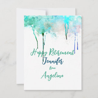 Aposentadoria Feliz Aquarela Simples Azul Verde