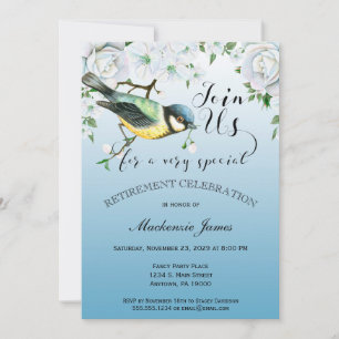 Aposentadoria Natureza das aves Convite Azul Flora