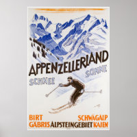 Appenzellerland, Schnee Sonne, Viagem Ski Poster