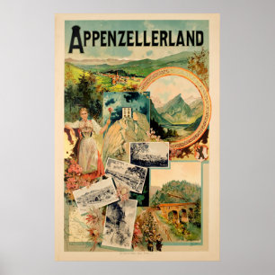 Appenzellerland, suiça, poster do esqui do viagem