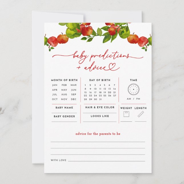 Apple Baby Predictions and Advice Chá de fraldas G (Frente)