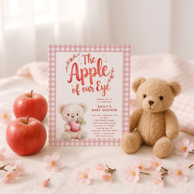Apple do Chá de fraldas do Urso Gingham Rosa-Rosa- (Criador carregado)