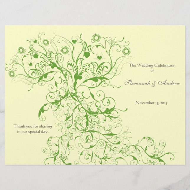 Apple Green Love Bird Swirls Program (Frente)