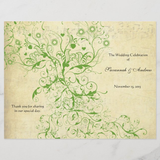 Apple Green Love Bird Swirls Program (Frente)