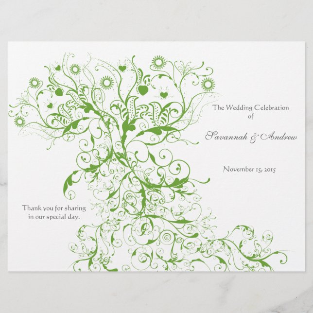 Apple Green Love Bird Swirls Program (Frente)