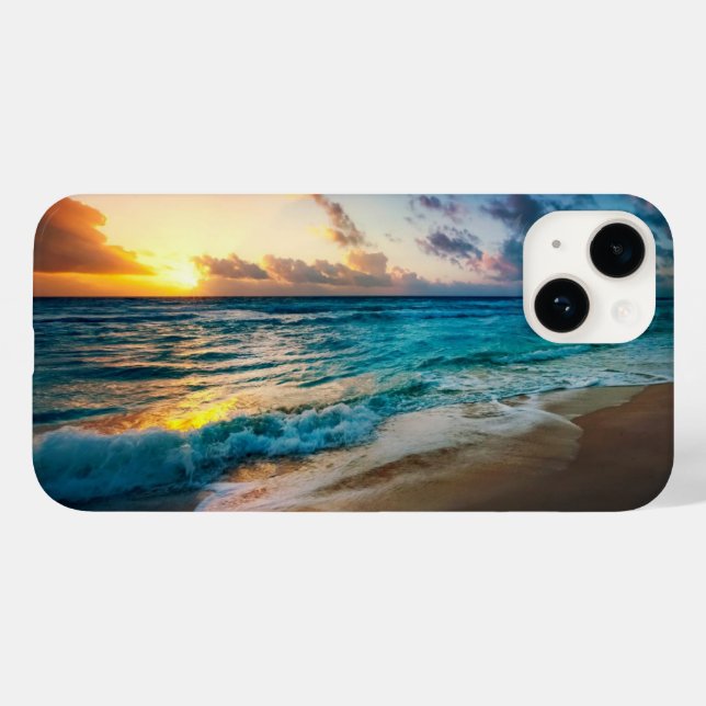 Apple iPhone 14 Case-Ocean Beach Sunset (Verso (horizontal))