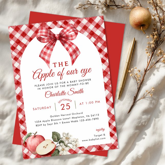 Apple of Our Eye Chá de fraldas Convite (Apple Themed Baby Shower Invite)