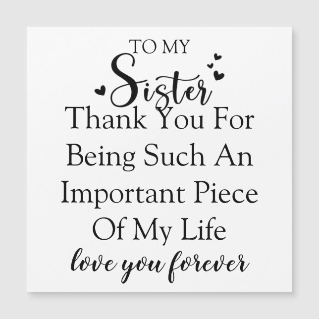 Apreciação Irmã Obrigado Por Estar Em Minha Vida (Frente)