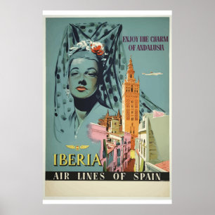 Aprecie a linha de ar poster de viagens da espanha
