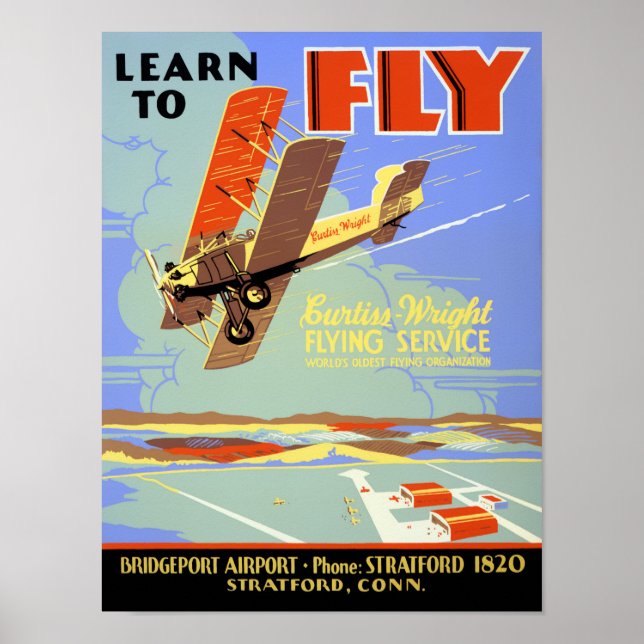 Aprenda a pilotar Poster vintage Restaurado (Frente)