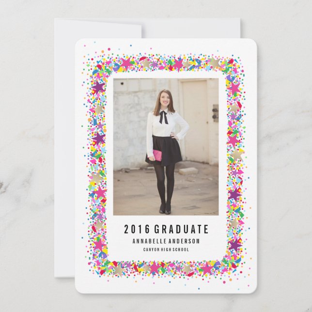 Apresenta o Anúncio de Graduação Confetti (Frente)