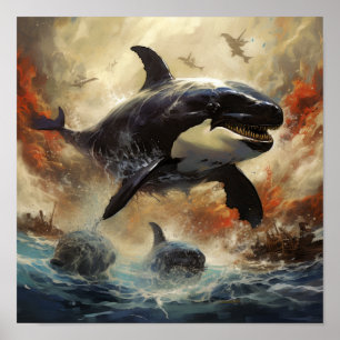 Apresentação épica: Orca vs Godzilla Poster - Libe