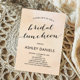 Apricot Watercolor Bridal Luncheon Convite